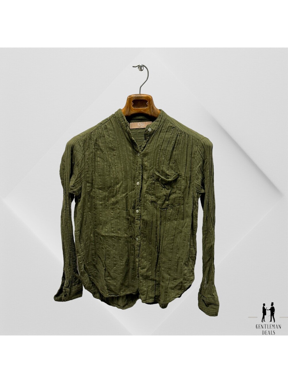 Cali Dreaming Women Green Long Sleeve Button-Down Shirt XS Canvas Cotton